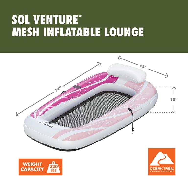 Ozark Trail Sol Venture Pink Mesh Pool and River Single Lounge