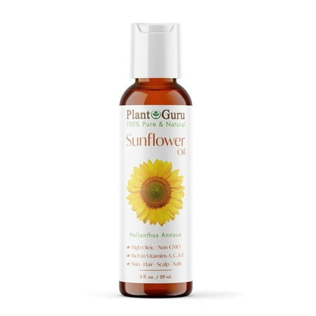 Sunflower Oil 2 oz Cold Pressed Carrier 100% Pure Natural For Skin, Body, Face, and Hair Growth Moisturizer. Great For Creams, Lotions, Lip balm and Soap Making