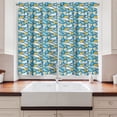 thumbnail image 2 of Ambesonne Tropical Kitchen Curtains, Exotic Leaves and Flowers, 55"x45", Blue Yellow Ivory, 2 of 3