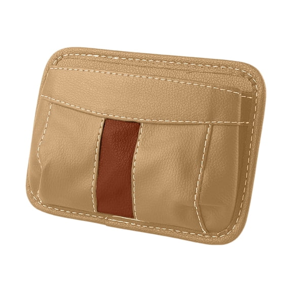 Leather Car Storage Bag 6.69x4.72in | Adhesive Multifunctional Hanging Organizer with Phone Slot & Mesh Pockets (4 Colors 0.22lb)​