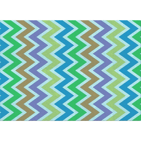 Ahgly Company Machine Washable Indoor Rectangle Transitional Green Area Rugs, 7' x 9'