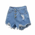 thumbnail image 5 of Denim Shorts for Women Button Up Stretchy Summer Jeans Short Casual High Waisted Hot Short with Pockets, 5 of 5