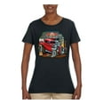 thumbnail image 2 of Vintage Hot Rod Old Garage Cars and Trucks Womens Graphic T-Shirt, Black, Small, 2 of 3