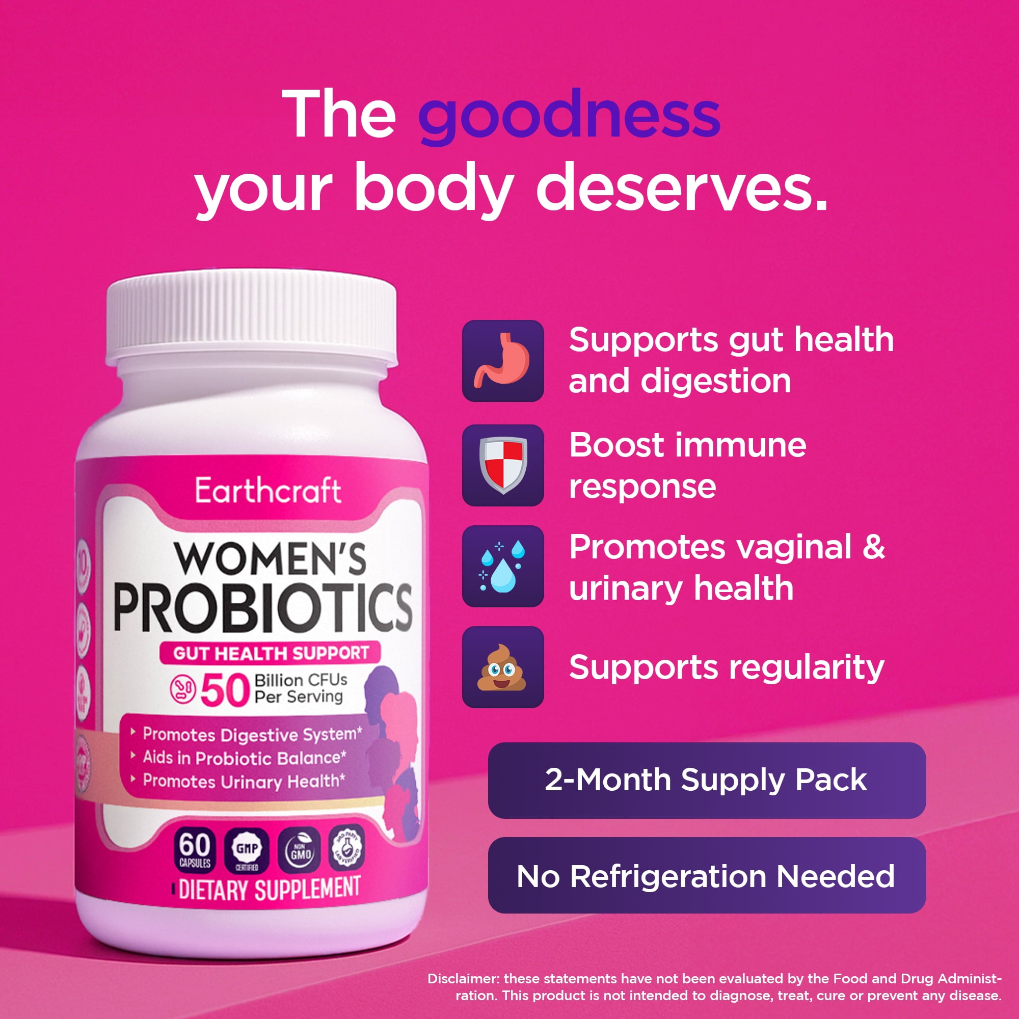 Probiotics for Women 50 Billion CFU – 10 Strains + Prebiotics for Vaginal Health, Digestive, Gut, PH Balance, Immune Health – Delayed Release Capsules