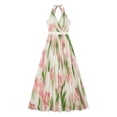 thumbnail image 5 of SONXAHE Floral Halter Maxi Dress for Women Sleeveless Wrap V Neck High Waist Formal Sundress, 5 of 5