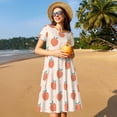 thumbnail image 4 of Easygdp Orange Peach para Vestido Transpirable de Mujer, Vestido Suelto de Manga Corta con Pliegues y Bolsillos para el Verano, 4 of 6