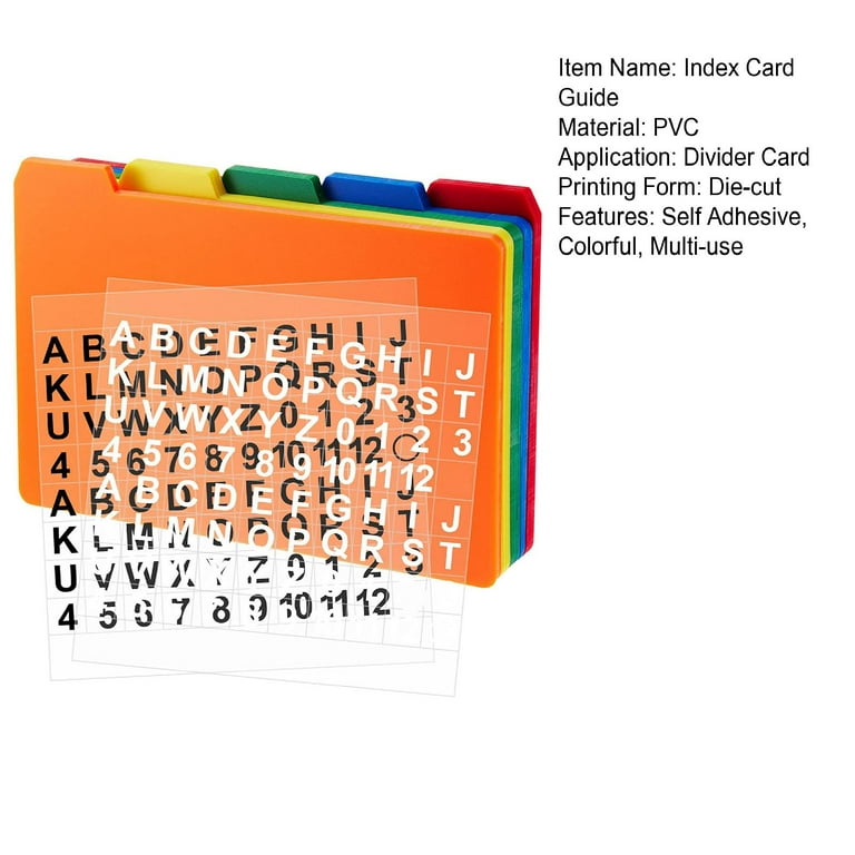 LA TALUS Index Card Guide Set Self Adhesive Number Alphabet Sticker File  Classification Colorful Index Card Dividers with Tabs Office Business  School Supplies Sets 1 Set 