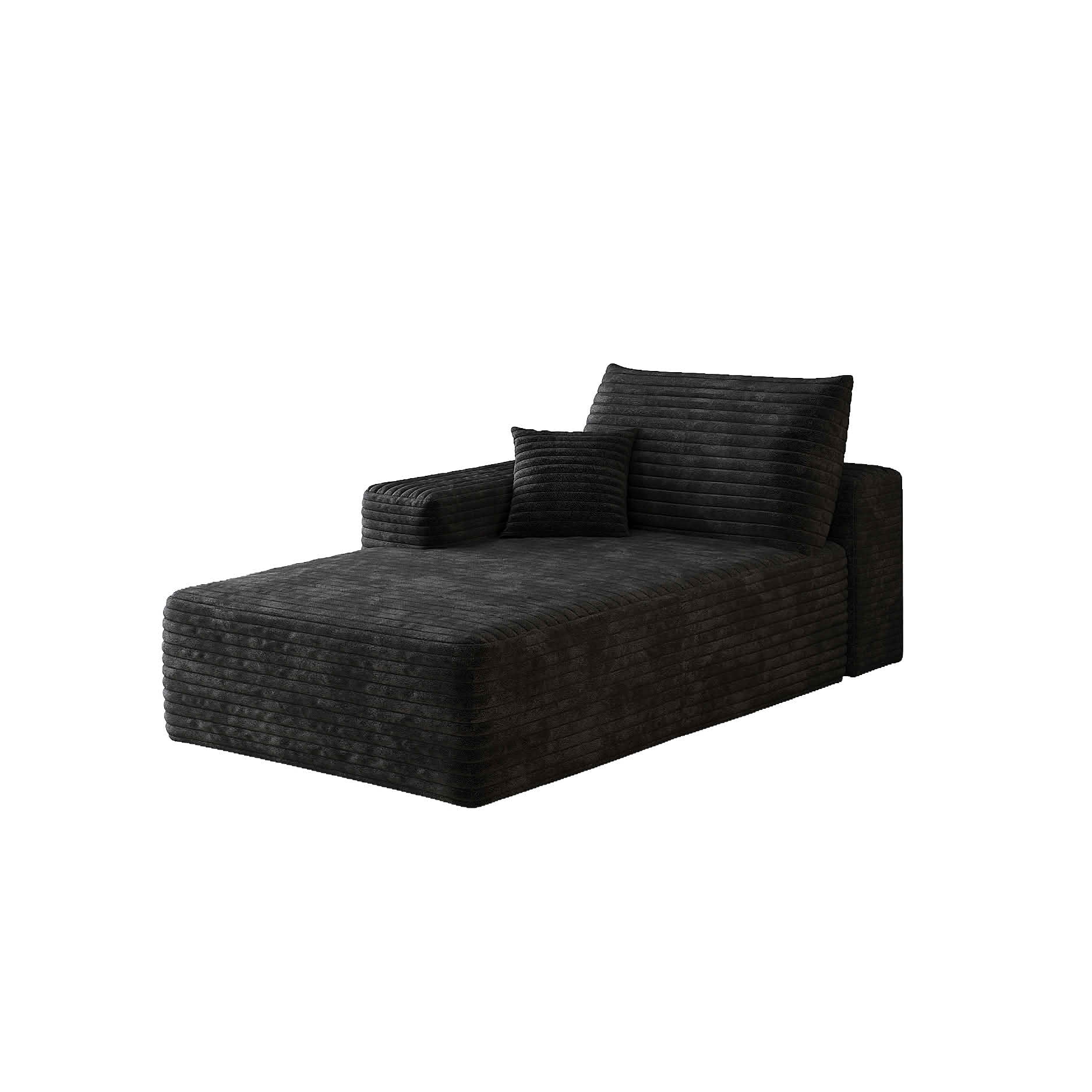MAYEERTY Cloud Sectional Sofa, Plush Corduroy Modular Right Side Chaise, No Assembly Required，Black
