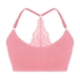 thumbnail image 2 of Gymayou Womens Pull On Wireless Bralette Soft Ribbed Knit No Underwire Racerback Bra Adjustable Thin Strap Comfort Bra Lounge Sleep Bras Pink L, 2 of 9