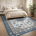 thumbnail image 3 of ODIKA 8'x10' Ivory Blue Geometric Design Washable Area Rug Intricate Patterns with Ocean Motifs Non-Shedding, Easy Care, for King Size Bedroom Under Bed, Master Suite, 3 of 7