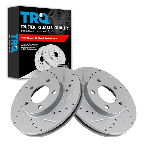 TRQ Front Performance Brake Rotors Set Premium G-Coated Fits Select 2001-2007 Ford Escape 2001-2004 Mazda Tribute 2005-2007 Mercury Mariner