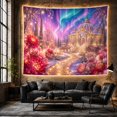 thumbnail image 6 of Golden Pavilion in Enchanted Snowy Garden with Aurora Sky, Dreamy Fantasy Style for Nature Lovers, Magical Home Decor, Housewarming Gift Tapestry Wall Hanging for Living Room and Bedroom, 6 of 7
