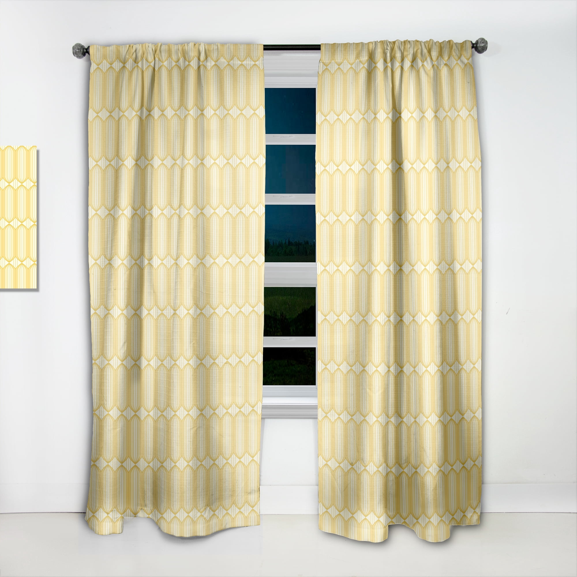 Designart 'Ornamental Retro Design III' Mid-Century Modern Curtain Panel