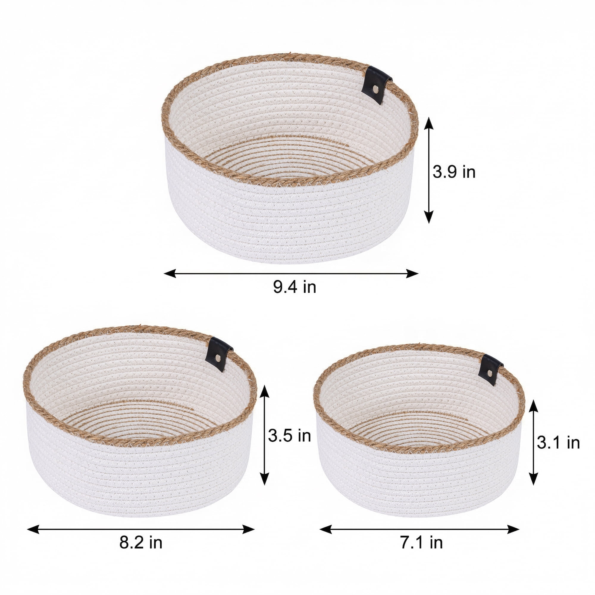 Unique Bargains 3pcs Woven Storage Basket for Key Tray Bowl Beige 3pcs