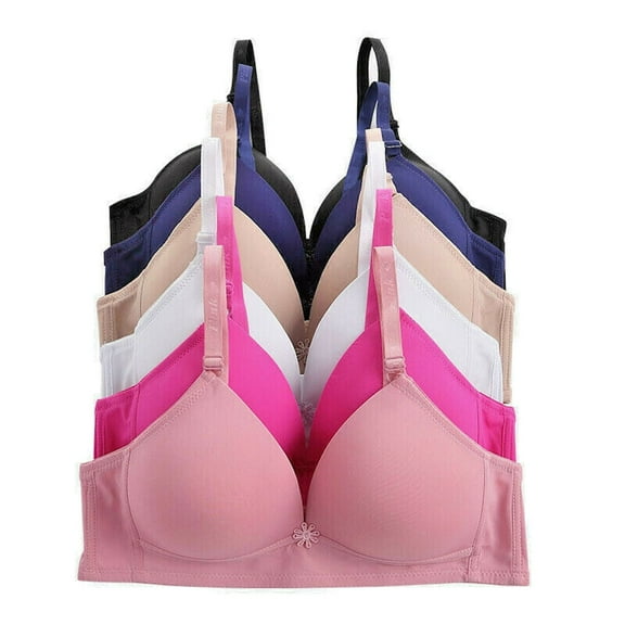 Iheyi 6 Pieces No Wire Full Cup Wireless Light Padded Wire Free Bra A/B/C 32B (6703)