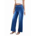 thumbnail image 1 of Pantalones Vaqueros Anchos de Talla Grande para Mujer, Cintura Alta, Adelgazantes, con Múltiples Bolsillos, Rectos, Holgados e Informales. Azul XS, 1 of 9