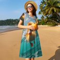 thumbnail image 4 of Balery Underwater Swimming Duck Vestidos sueltos de manga corta para mujer, vestidos de verano 2025, vestidos casuales de corte A con vuelo., 4 of 6