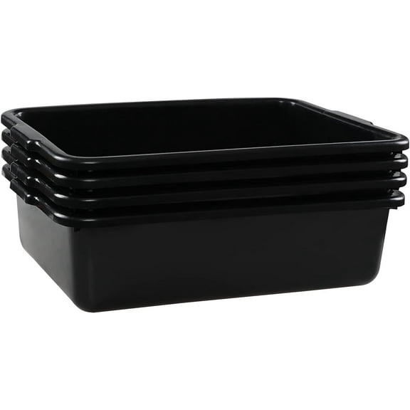 Osmanthus 4-Pack Commercial Bus Tubs, 22 L Plastic Utility Bus Box, Black
