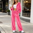 thumbnail image 5 of Mifsaly Women's Velour Tracksuit Set 2 Piece Elastic Waist Full Zip Hoodies And Wide Leg Pants Fall Daily Athletic Warm Lounge Matching Outfits, 5 of 8