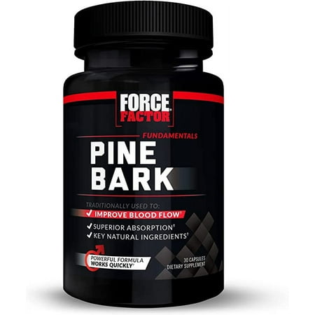 Force Factor Pine Bark Extract, Traditionally Used to Support Nitric Oxide Production, Enhance Blood Flow and Circulation, Made with Key Natural Ingredients, Superior Absorption, 30 Count