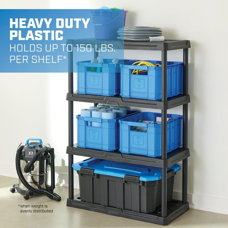 Heavy Duty 4-tier, 600lb Capacity Plastic Ventilated Shelf - HART