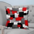 thumbnail image 4 of 14x14 Pillow Covers Set of 2, Red Black Geometric Throw Pillow Covers Decorative Couch Cushion Case, Modern Abstract Art Block Microfiber Square Pillowcases for Bedroom Car Living Room, 4 of 7