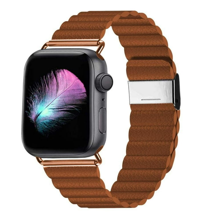 Magnetic Leather Link Loop Strap For Apple Watch Band 44mm 45mm Series 8 7  6 5 4 