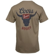 Coors Banquet Rodeo Logo Distressed Front and Back Tan T-Shirt-Small