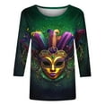 thumbnail image 5 of Aloohaidyvio Mardi Gras Clothing ,Womens Tops 3/4 Sleeve Shirts Round Neck Loose Casual Blouses Mardi Gras Tshirts, 5 of 5