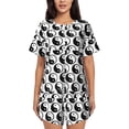 thumbnail image 1 of Xecao Yin Yang Pattern Women's Short Sleeve Pajama Set Soft Sleepwear Lounge Set with Button Front Top and Drawstring Shorts with Pockets-XX-Large, 1 of 6