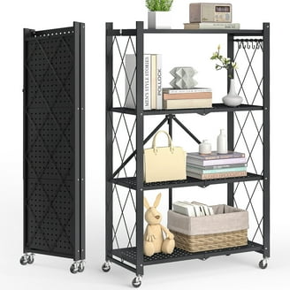 Organize It All 4 Tier Metal Square Shelving Tower, Adult, Black