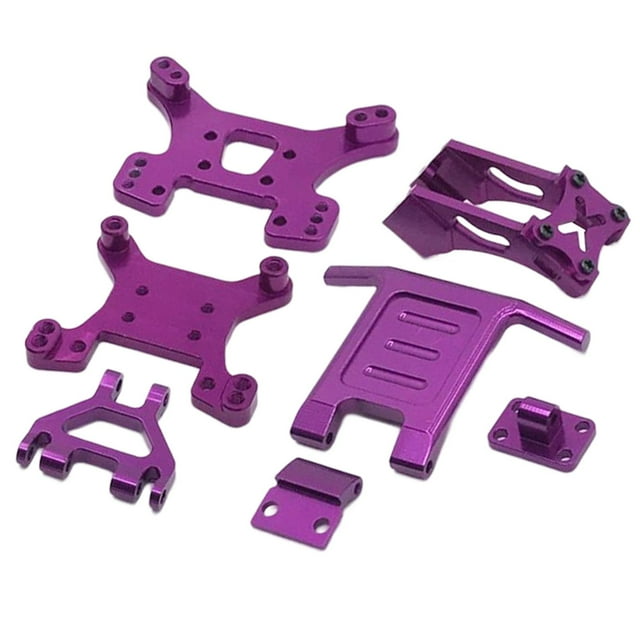 Kit RC Amortiguador delantero y trasero Soporte Alerón trasero para Wltoys 124018 124019 1/12 Violeta