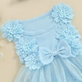 thumbnail image 6 of ZQUUVOU Baby Girls Sleeveless Dress Romper Floar Bow Romper Tutu Skirt with Headband Birthday Party Soft Princess Romper Dress Blue, 6 of 7