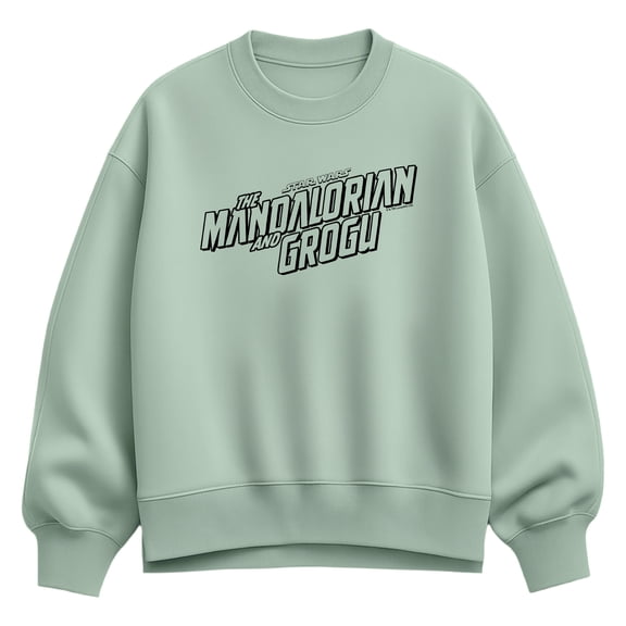 The Mandalorian And Grogu - Black Movie Logo - Women's Oversized Fleece Crew Sweatshirt