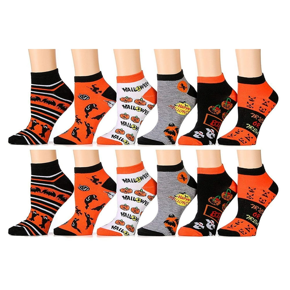 Excell Festive Women's Halloween Socks, Spooky Pumpkin Socks, Crew