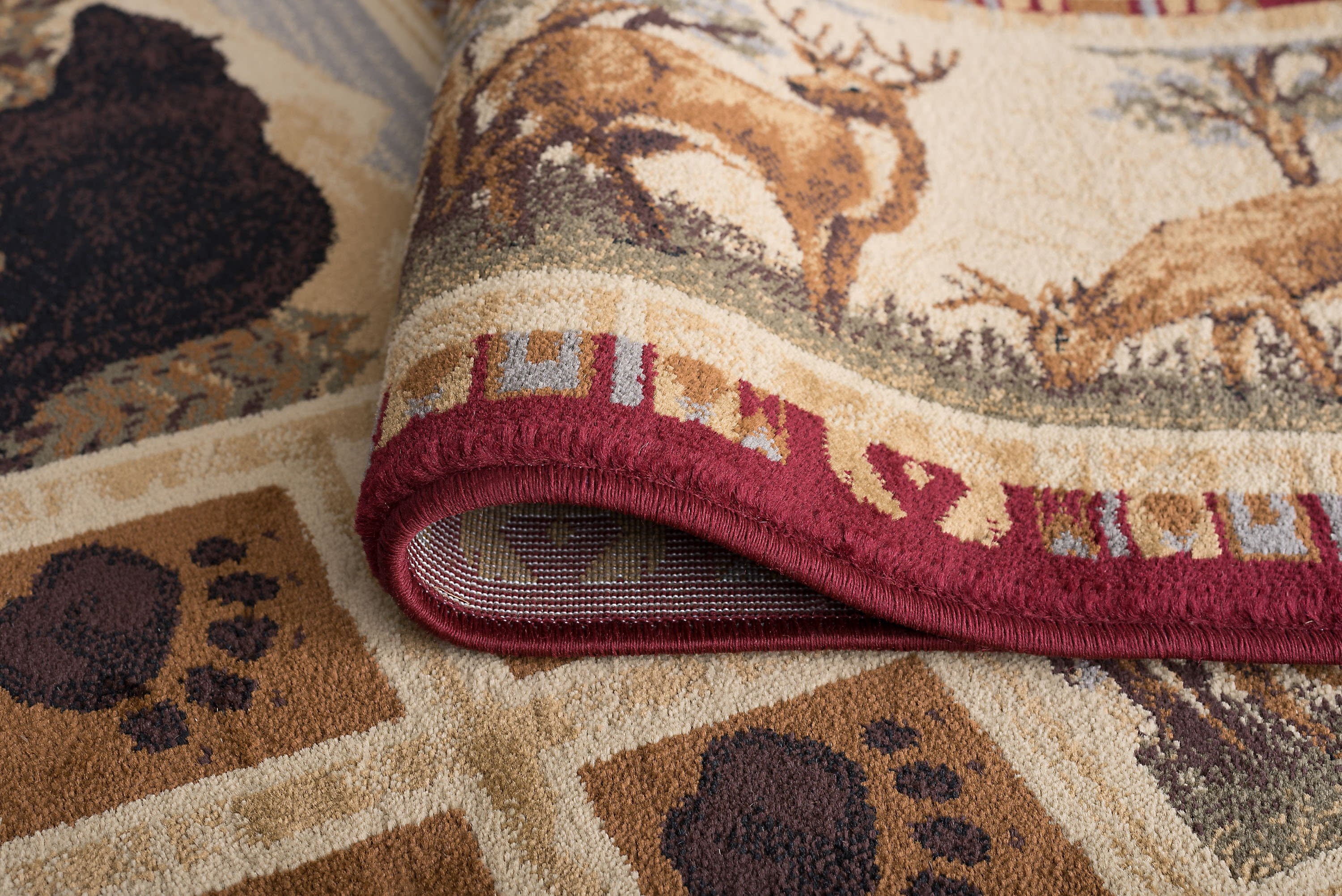 Nature Novelty 8' x 10' Red and Ivory Polypropylene Indoor Area Rug