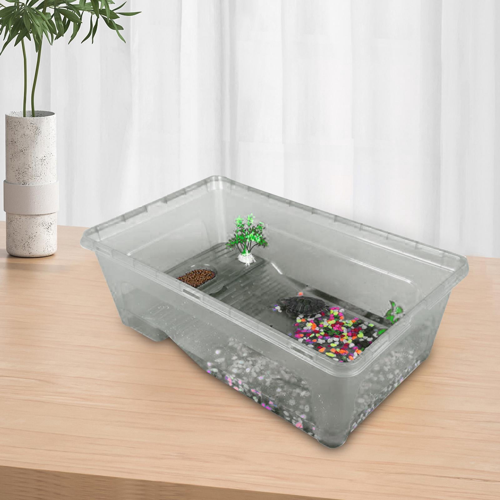 Turtles Tank Aquarium Durable Supplies Accessories, Basking Ramp Turtle Habitat Reptile Habitat for Amphibians, Small Reptile , Black M