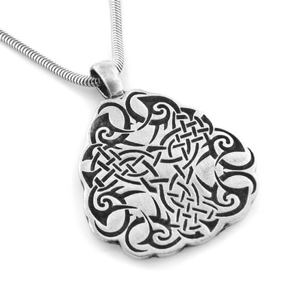 Coiled Snake Pendant - Celtic Shield Knot Amulet Pewter Pendant 20