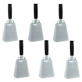 2 Pack Cowbells for Sporting Events, Percussion Noise Makers with Handles  for Football Games, Stadiums (White, 9.75 In)