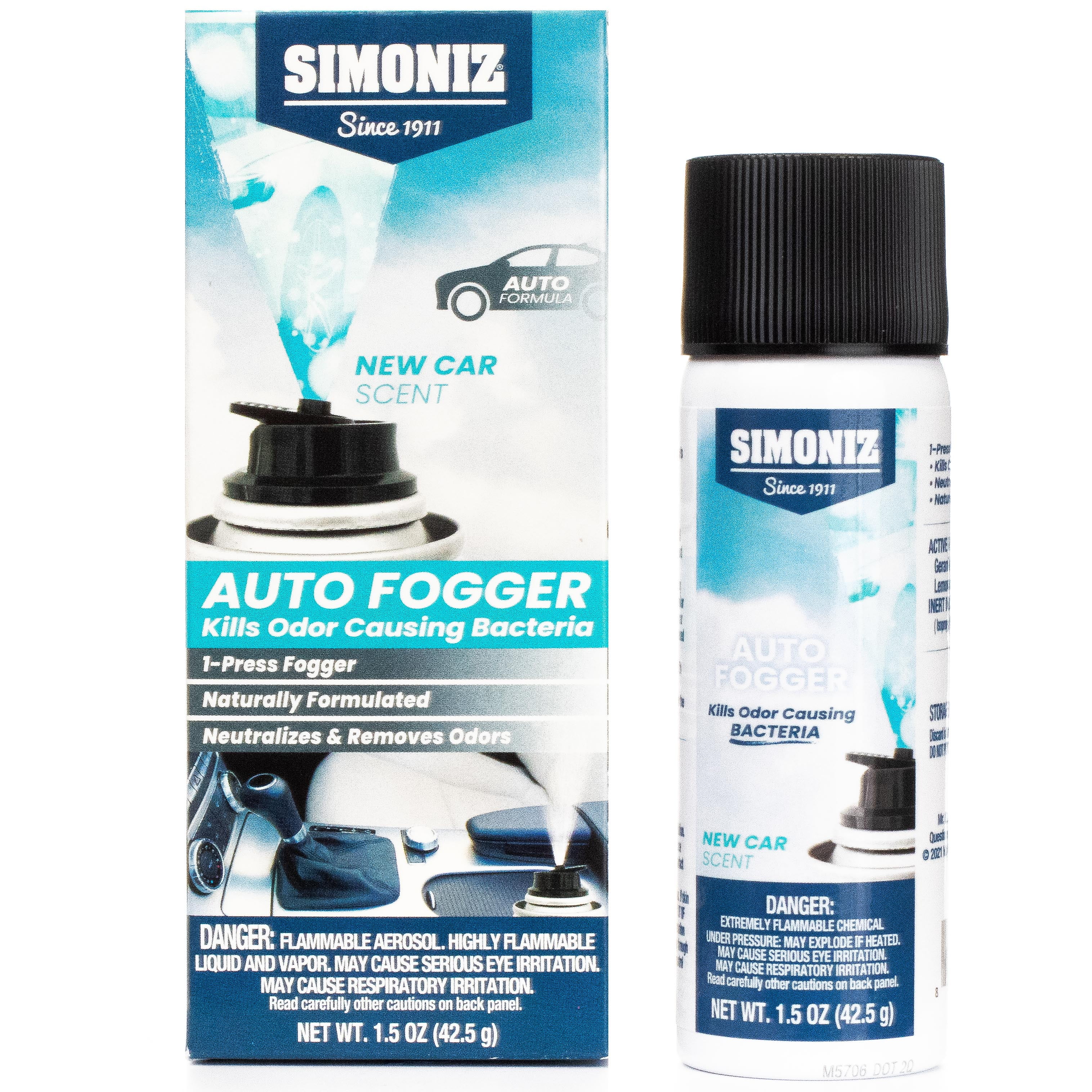 Simoniz Odor & Bacteria Eliminating Vehicle Fogger, Naturally Formulated Fragrance, New Car Scent, 1.5 Oz