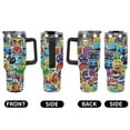 thumbnail image 6 of Geometry Dash Car Cup Tumbler with Handle & Straw 40Oz Cupholder Water Bottle Insulated Stainless Steel Cup, 6 of 8