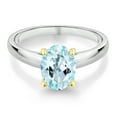 thumbnail image 2 of Gem Stone King 2.00 Ct Oval Sky Blue Topaz 10K White and Yellow Gold Ring Ring (Size 7), 2 of 4
