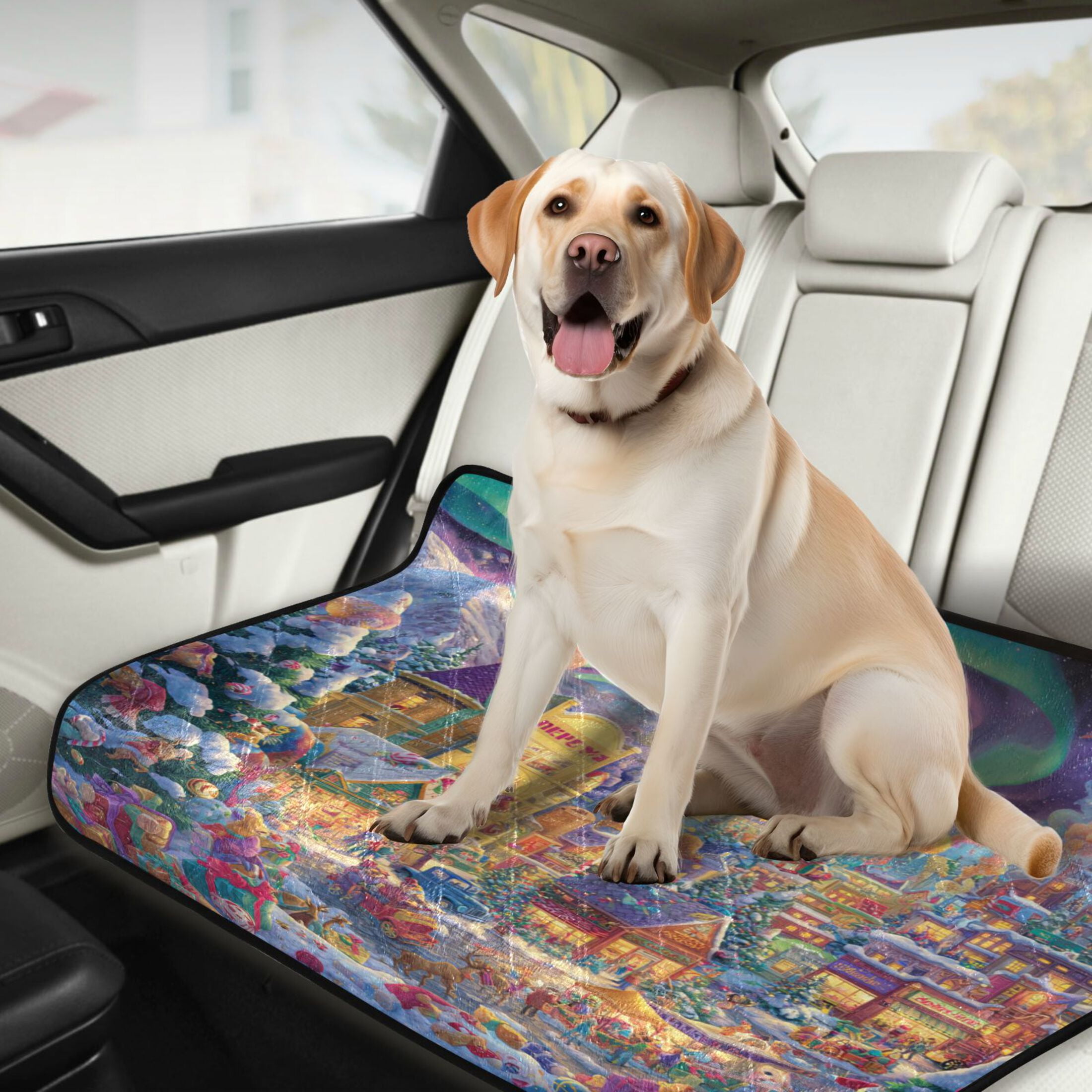 Qxltty Beautiful Christmas Scene Cat litter Pads Pet Set of 2 Diaper Mats Center Anti-leakage Layer Absorbent Soft and Comfortable