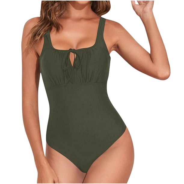 Traje de Baño con Falda Inferior para Mujeres Color Sólido Tankini Dos Piezas Control Del Vientre Verano