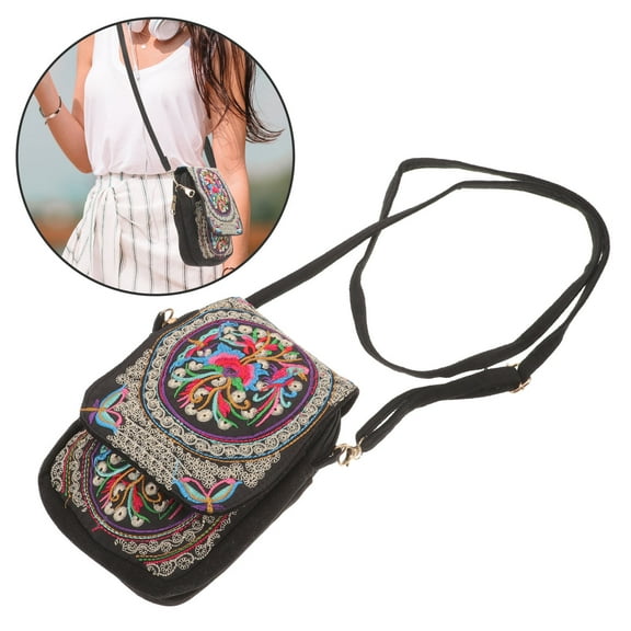 Pretyzoom Mobile Phone Bags Embroidered Clutch Bag Multi Fabric 1Set for Women Outdoor Use