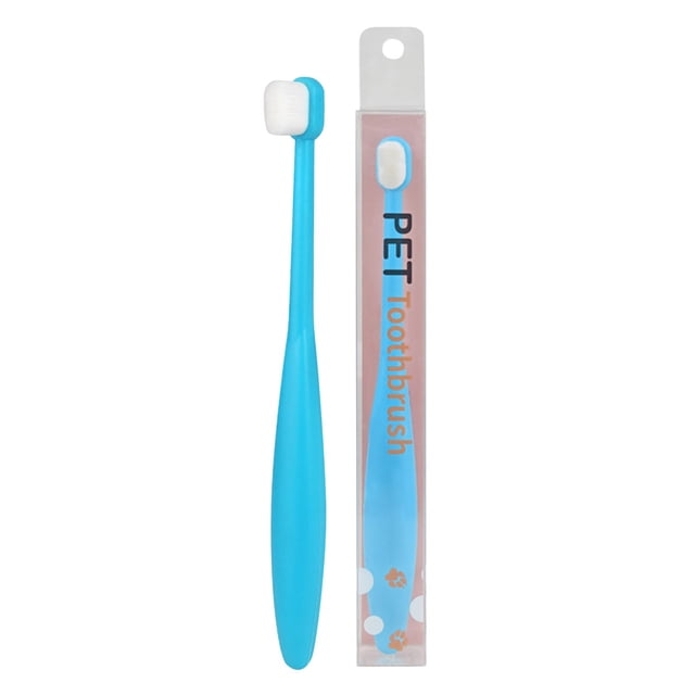 Cepillo de dientes para mascotas de ABS, cerdas suaves y finas, cabezal de tamaño moderado y mango ergonómico para perros y gatos, limpieza dental, higiene bucal y cuidado de las encías