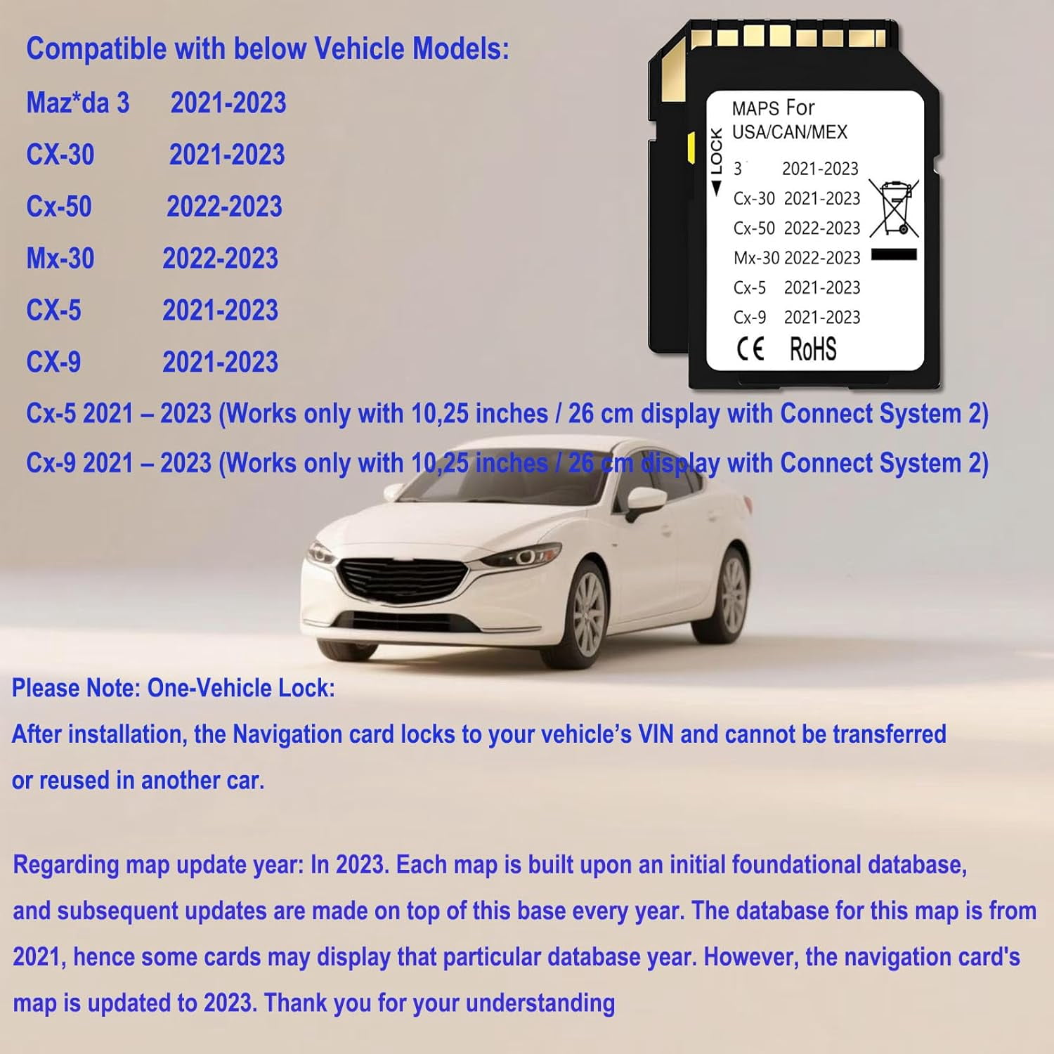 Latest Navigation sd Card Compatible with Maz*da Cx50(2022-2023), Cx30(2021-2023),3(2021-2023), Cx5(2021-2023), Cx9(2021-2023), Cx30(2021-2023), Cx50(2022-2023), Mx30(2022-2023)