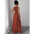 thumbnail image 2 of Rust Brown Womens Sleeveless Chiffon Maxi Dress With Drawstring Waist And Pleated Back, 2 of 7