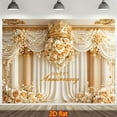 thumbnail image 2 of Happy Anniversary Backdrop Gold Royal Column White Curtain Wedding Photography Background Golden Crown Rose Bridal Shower Anniversary Party Decorations Banner Supplies Photo Booth Props, 2 of 6