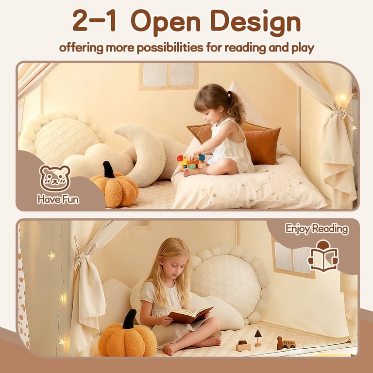 Koppop Toddler Playhouse Tent with Bunting, Beige photo 6